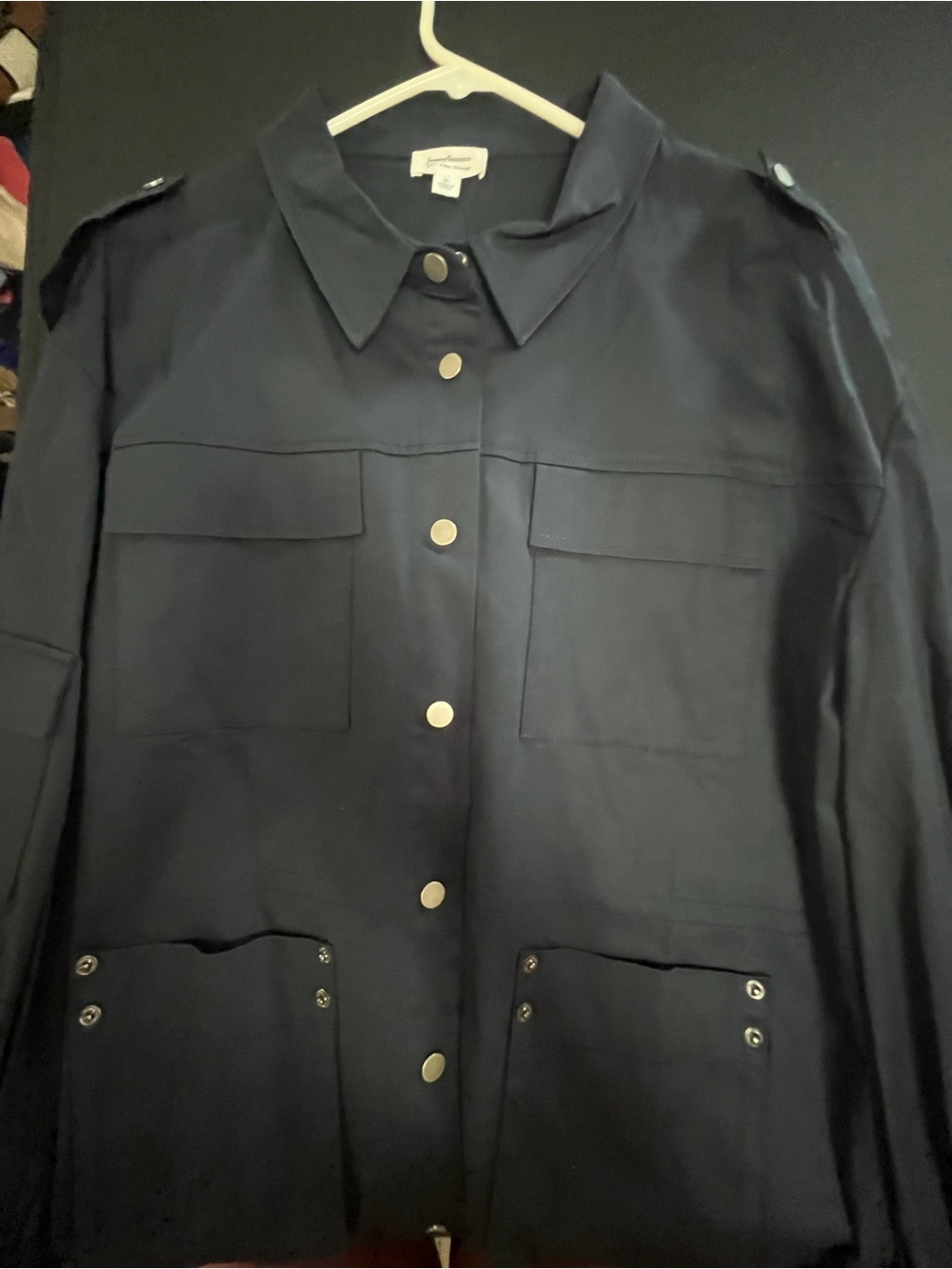 The Drop Navy Women’s Utility shirt Jacket with Button Front size XL